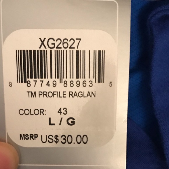 Asics NWT Gray Blue Large Profile Raglan Shirt - Picture 3 of 3